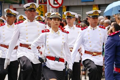 Cadets of Officers Academy wearing parade dresses during the independency day parade